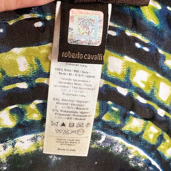 Roberto Cavalli Abstract Print Silk Kaftan | Size IT 44 (M/L) | Vibrant Colors - Picture 7 of 16